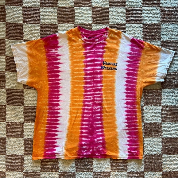 2019 Vampire Weekend Father of the Bride Sherbert Stripe Tie Dye Band T Shirt - Picture 1 of 4